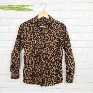 TALBOTS LEOPARD BUTTON DOWN BLOUSE